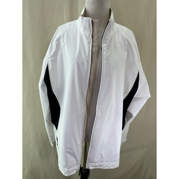 FJ White w/ Black/Tan Accent Lightweight Windbreaker Jacket, Size XL - Picture 4 of 12